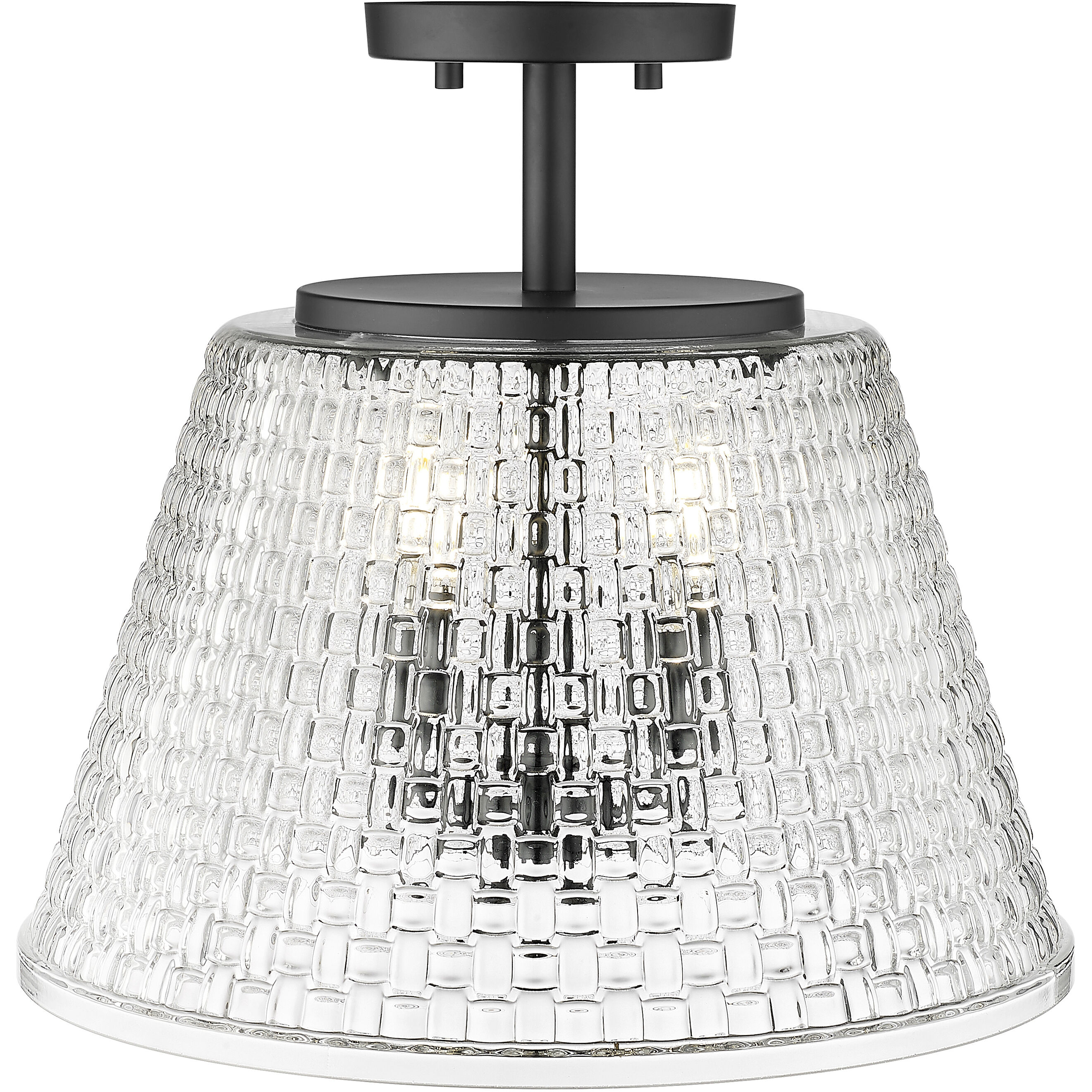 Saben 3 Light 15 inch Matte Black Semi-Flush Mount Ceiling Light